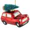 Station Wagon with Tree Glass Christmas Ornament - 3.5" - Red